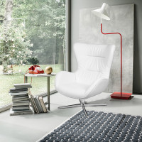 Flash Furniture ZB-WING-WH-LEA-GG White LeatherSoft Swivel Wing Chair